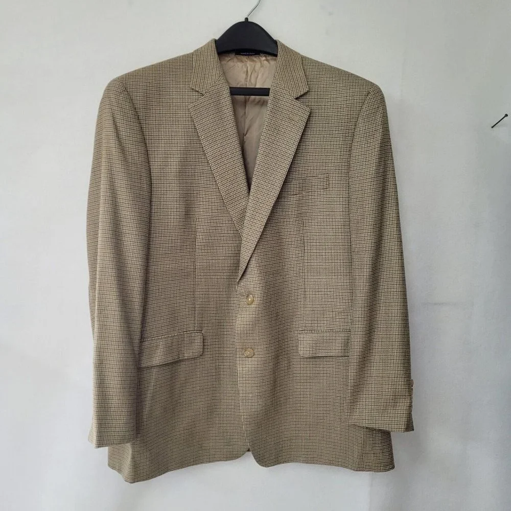 Ralph Lauren Blazer‎ Mens 46L Silk/Wool Houndstooth 2-Button Lined Sportcoat